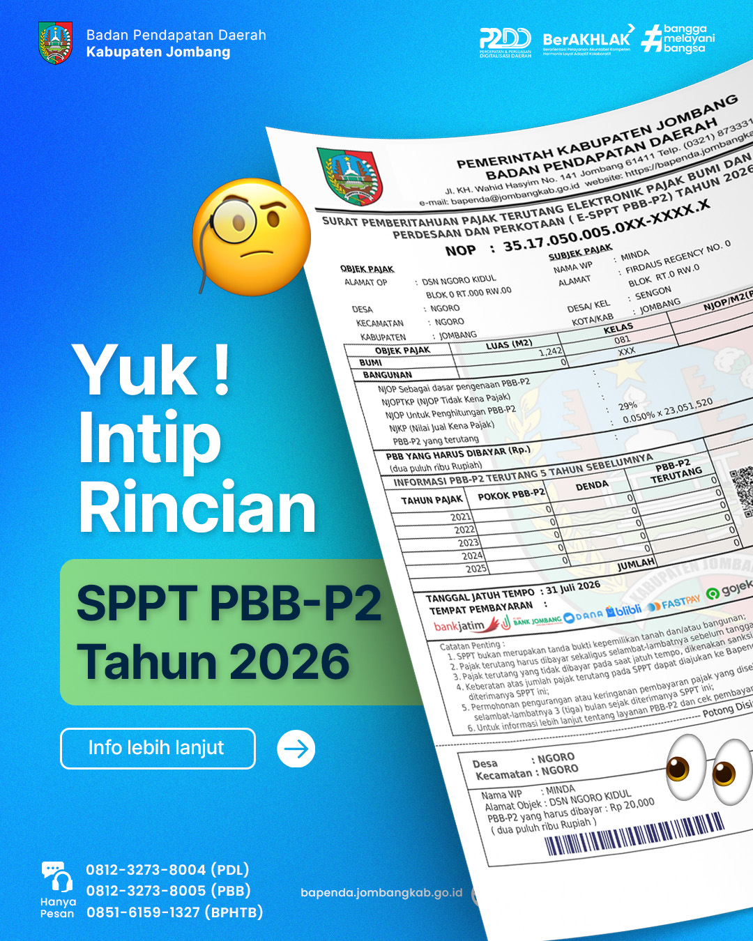 Informasi rincian SPPT PBB-P2 2026