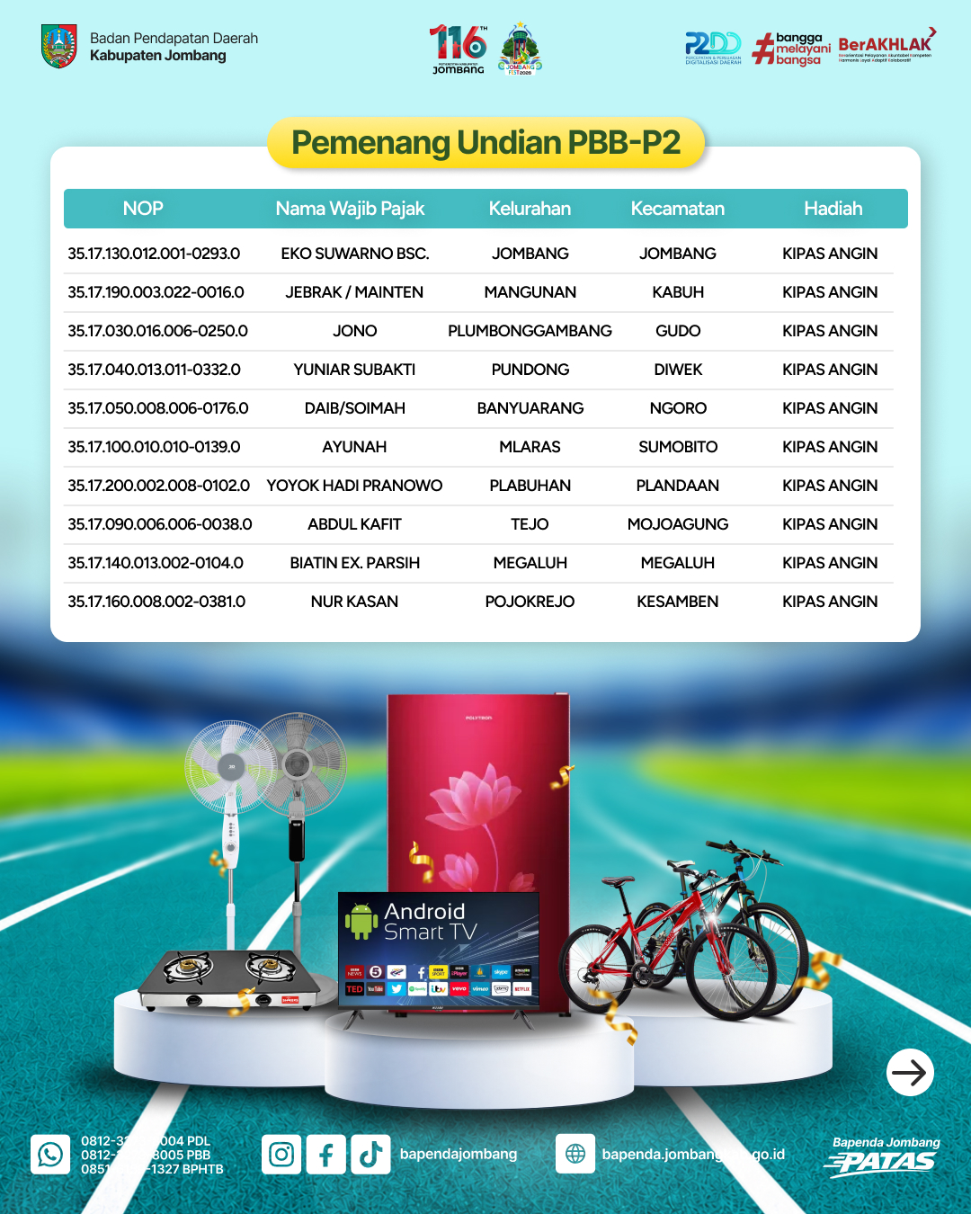 Informasi Pemenang Undian Gebyar Pajak Daerah 2026 - Part 2